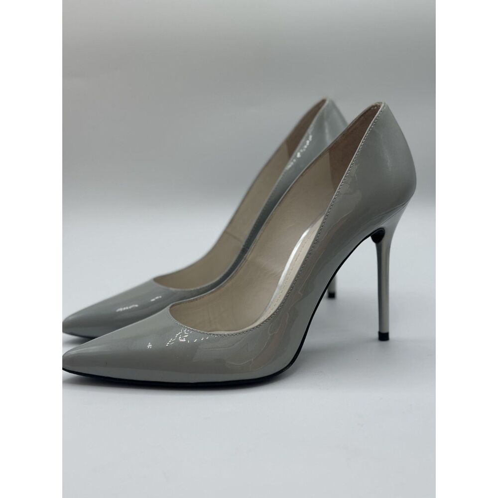 Stuart Weitzman Gray Patent Leather Pointed Toe Stiletto Pumps Size 7.5 - Picture 2 of 10
